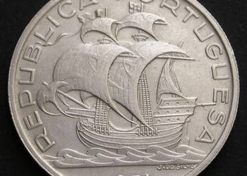 PORTUGALIA 10 ESCUDOS 1954 - OKRĘT - SREBRO