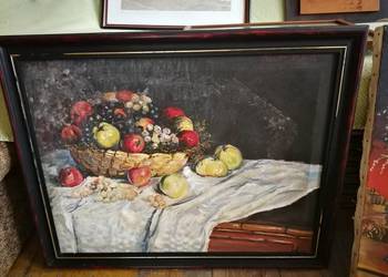 Zestaw obrazów, Płótno, Rzeźba, Rama, Monet - 5 sztuk . PRL