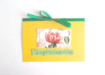 ogólne zaproszenia bez tekstu, żółte zaproszenie z kwiatkiem