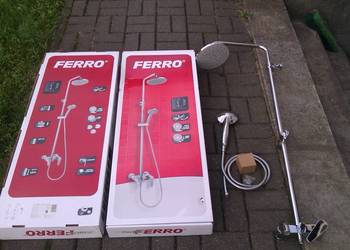 ZESTAW NATRYSKOWY ŚCIENNY Z BATERIĄ WANNOWĄ FERRO ALGEO, CHROM