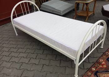 ŁADNE BIAŁE ŁÓŻKA METALOWE 90cm Z MATERACEM