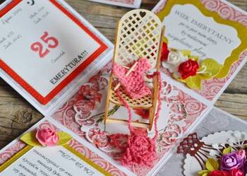 Kartka w pudełku exploding box dla emerytki różne wzory