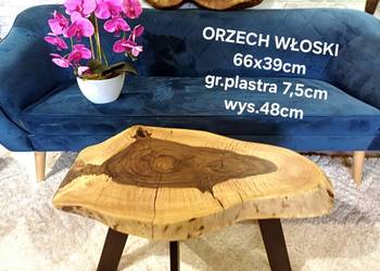 Stolik kawowy 66x39cm plaster drewna loft orzech
