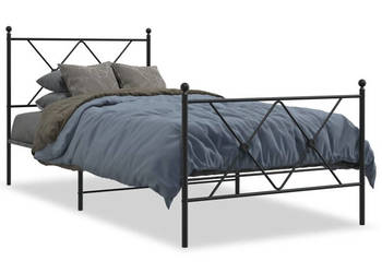 Łóżko Metalowe Czarne Rama Łóżka Ze Stelażem 90x190 cm WM-376512