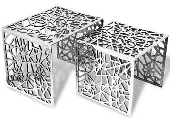 vidaXL 2-częściowy stolik boczny kwadratowy z aluminium(SKU:243508)