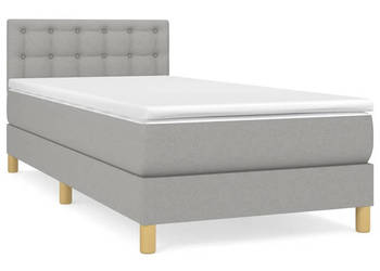 Łóżko kontynentalne z materacem jasnoszare tkanina 90x200 cm WM-3140905