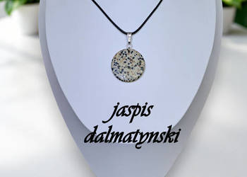 Zawieszka wisiorek z jaspisu dalmatyńskiego, kółko, okrąg, monetka #538