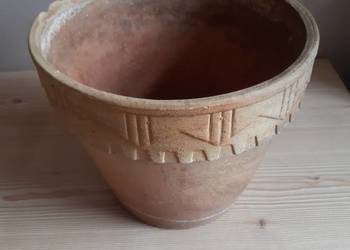 Donica doniczka (stara) ceramiczna gliniana fi 25,5cm PRL