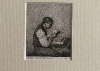 Michał Płoński(1778-1812) Chłopiec czytający, akwaforta.