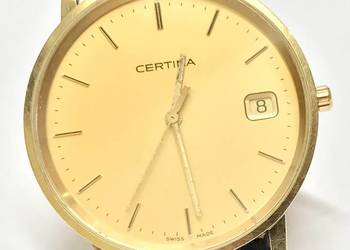 CERTINA Priska ZŁOTY Zegarek męski KLASYCZNY ZŁOTO 750 18K 34mm GARNITUROWY