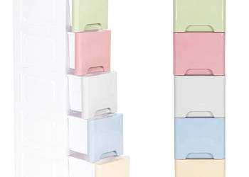 Regał z 5 wysuwanymi szufladami nogi z kółkami ModernHome