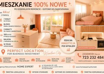 2pok, 44met, Okolice Księgowej PO REMONCIE / BALKON / PIWNICA (Wrocław)