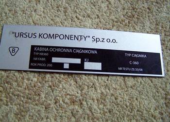 Ursus C360 oryginalna tabliczka znamionowa kabiny