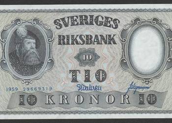 SZWECJA 10 KORON 1959 - STAN BANKOWY UNC