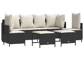 5-cz. zestaw wypoczynkowy do ogrodu poduszki czarny rattan PE WM-3261545