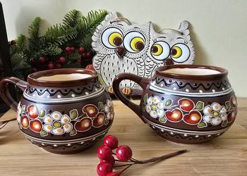 Ekskluzywne, Ręcznie Malowane Kubki Ceramiczne 2 szt. po 260 ml
