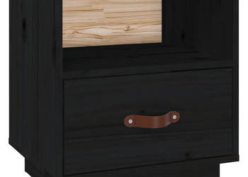 Szafka nocna czarna 40x34x45 cm lite drewno sosnowe WM-818303