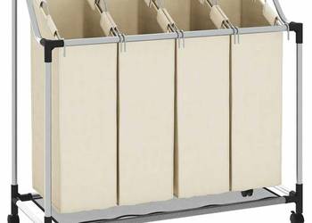 vidaXL Sortownik na pranie z 4 pojemnikami, kremowy(SKU:282428)