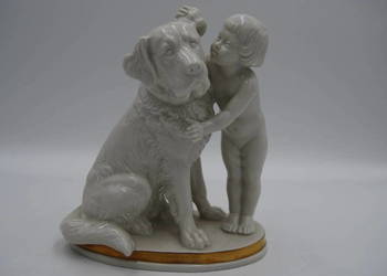 Unikatowa, porcelanowa figura Rosenthal – „Dziecko z bernardynem", 1933 r.