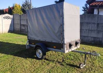 Przyczepa towarowa lekka 750kg DMC plandeka 205x110x165cm wysoka STAN BDB