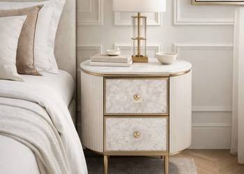 Szafka nocna glamour ecru ryflowana Champion 55x40x55