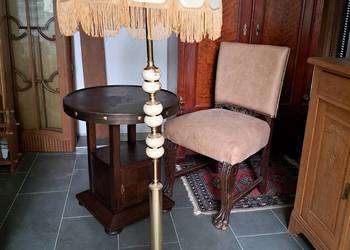 Lampa podłogowa stojąca - mosiądz z onyksem