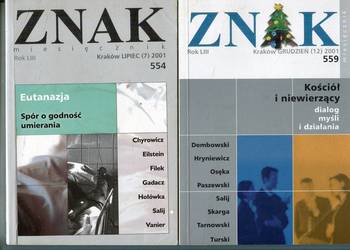 Znak miesięcznik Rok 2001 nr 554 , Rok 2001 nr 559