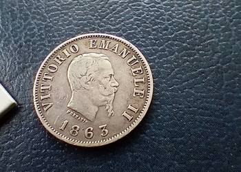 Stare monety 50 centesimi 1863 Włochy srebro