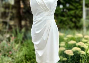 Biała kremowa sukienka Next 40 L elegancka midi