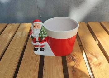 Ceramiczna doniczka z Mikołajem | dekoracje świąteczne | Boże Narodzenie