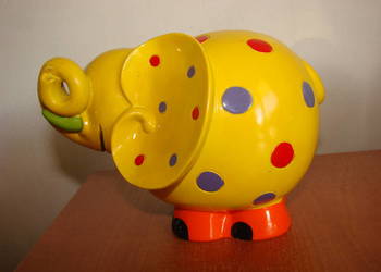Słonik w kropki - ceramiczna skarbonka