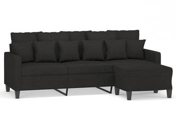 3-osobowa sofa z podnóżkiem czarna 180 cm tkaniną WM-3201093