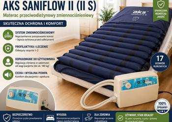 MATERAC PRZECIWODLEŻYNOWY RUROWY AKS SANIFLOW II Z POMPĄ NIEMIECKI STAN BAR