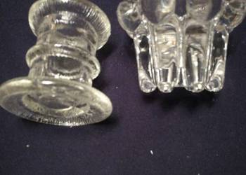 Dwa swieczniki Ząbkowice szklane, małe