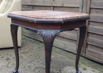 Stolik drewniany chippendale blat marmurowy PROMOCJA