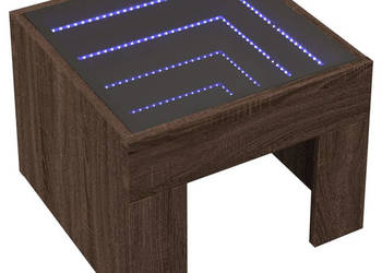 Stolik nocny z LED Infinity brązowy dąb 40x40x30 cm WM-3284076