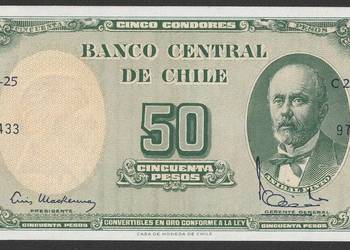 CHILE 50 pesos/ 5 centimos de escudo 1960 - STAN BANKOWY UNc