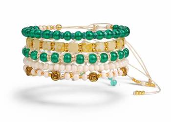 Bransoletka Zestaw Bransoletek Leśna Przeplatanka z Różyczkami