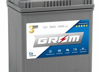 Akumulator 38Ah 340A EN GROM Premium  Japan Prawy Plus DTR
