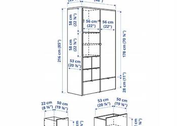 Ikea Szafa Visthus 122x59x216 Biała / Biel / Szara - Wszechstronna Wygodna
