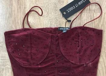 Bordowy top gorsetowy S