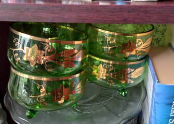 Miseczki z lat 70 zieleń i złoto