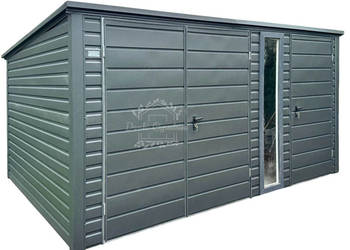 Schowek - domek ogrodowy 4x3m - brama dwuskrzydłowa antracyt ID1134