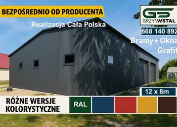 Duża Hala Magazyn Garaż blaszany Grafit Konstrukcja   – GRZYWSTAL