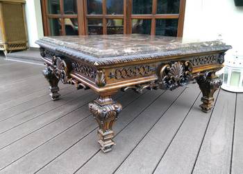 Stolik Barokowy Rzeźbiony Marmur Antyk UNIKAT