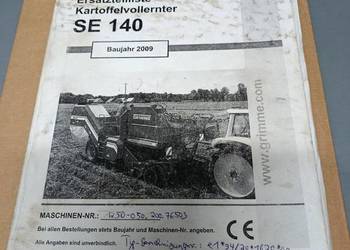 Katalog części , instrukcja obsługi kombajn ziemniaczany Grimme SE  140