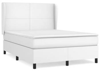 Łóżko kontynentalne z materacem białe ekoskóra 140x200 cm WM-3128914