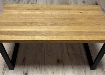 Stolik dębowy na stelażu metalowym