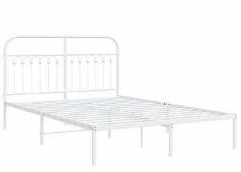 Łóżko Metalowe Białe Rama Łóżka Ze Stelażem Biała 140x190 cm WM-376649