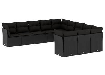11-cz. zestaw wypoczynkowy do ogrodu poduszki czarny rattan PE WM-3250244